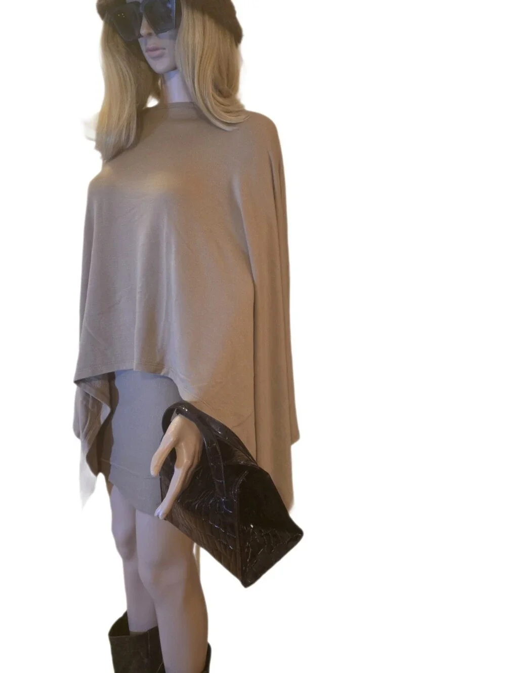 Vintage City DKNY Deep Purple Crocodile Embossed Top Handle Bag Tote EUC